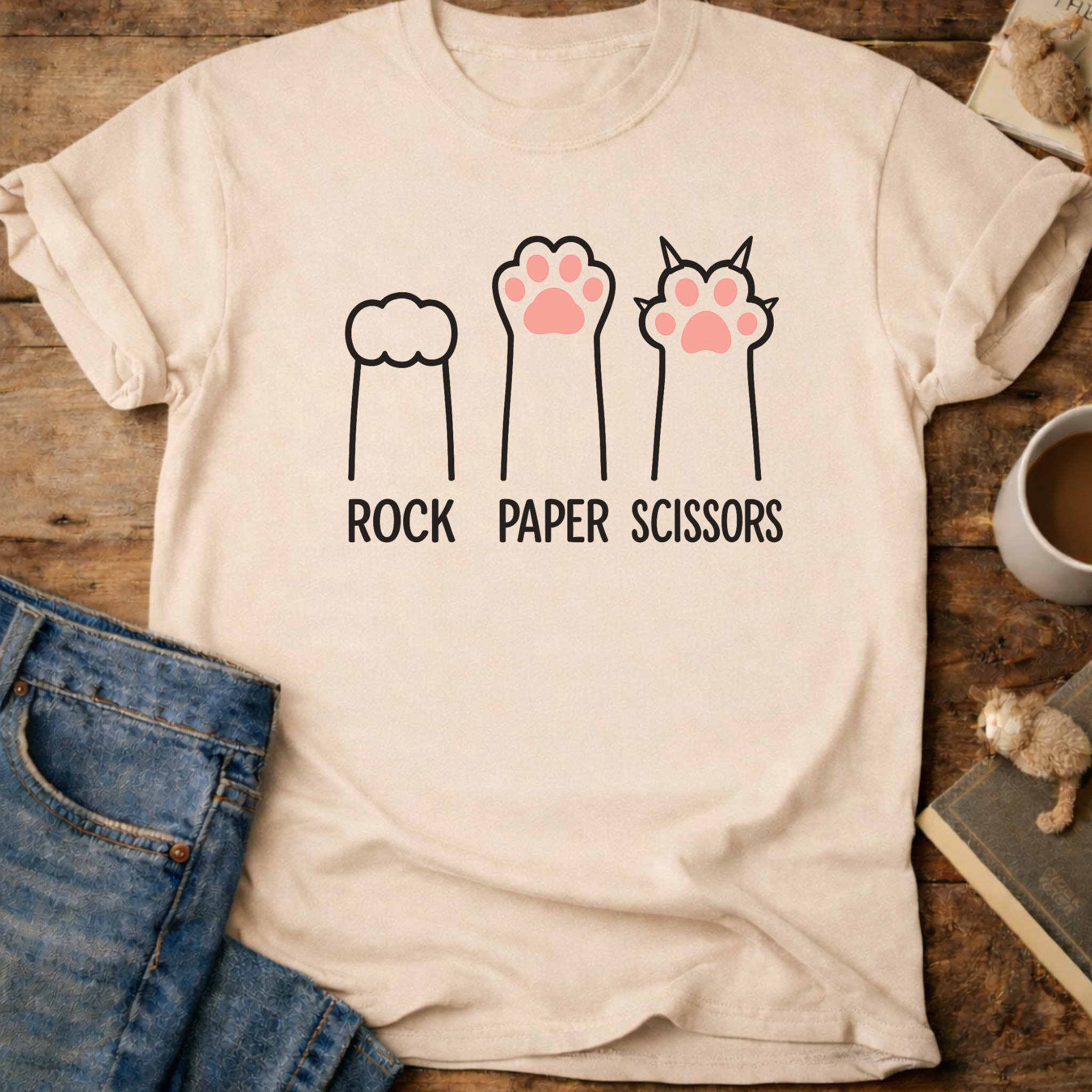 Cat Paw Rock Paper Scissors T-Shirt