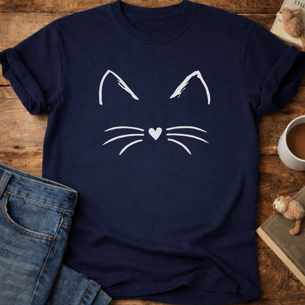 Cat Face Minimal T-Shirt