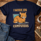 I Work On Computers Cat T-Shirt