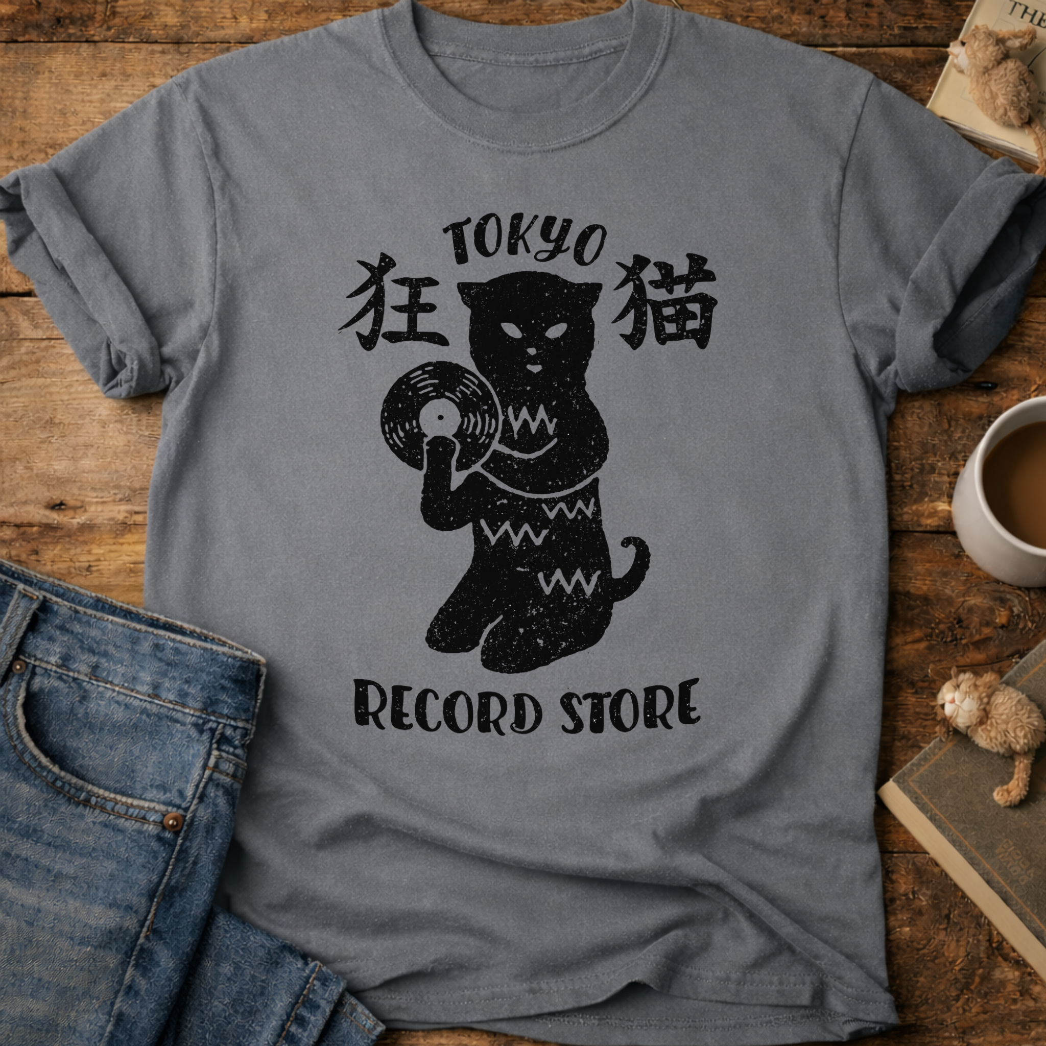 Tokyo Record Store Cat T-Shirt