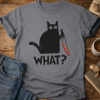 Cat With Knife "What?" T-Shirt