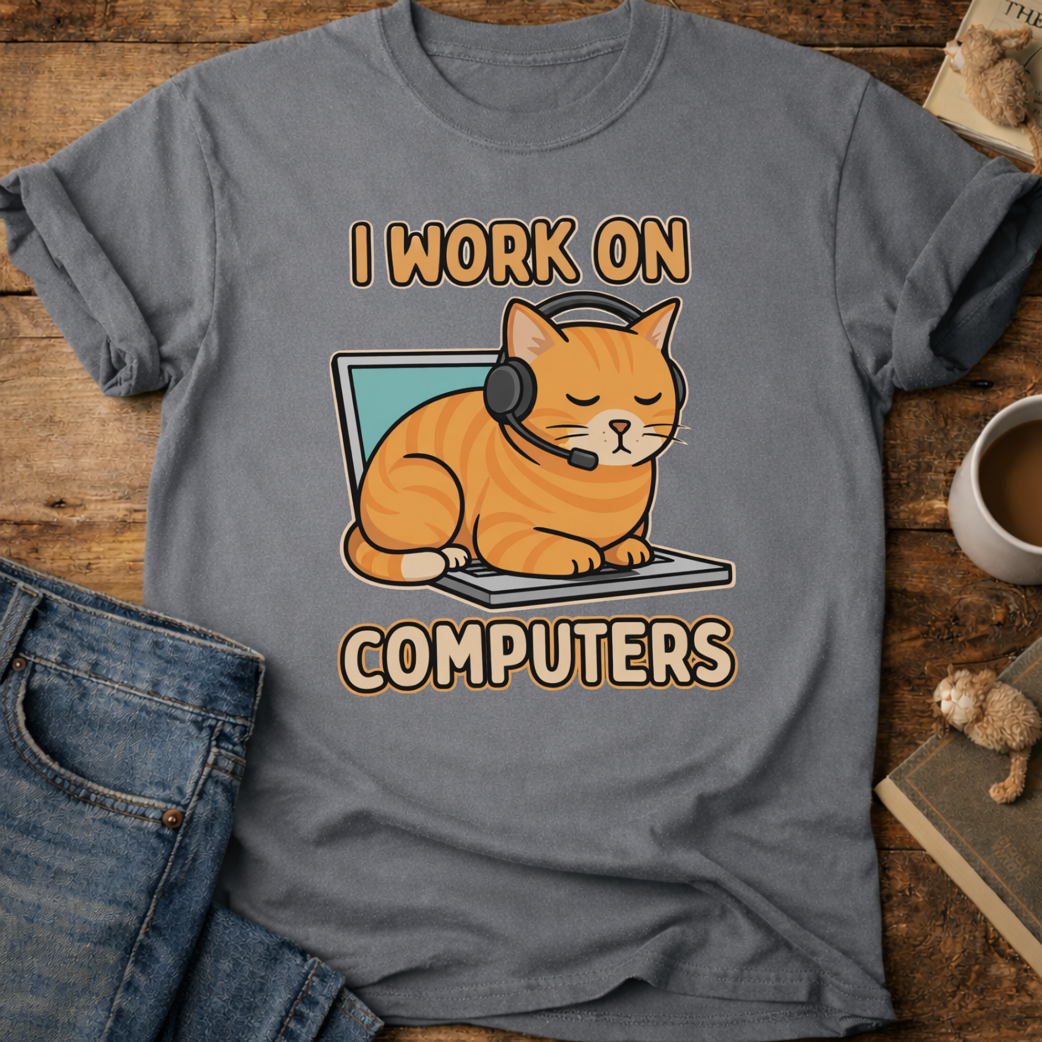 I Work On Computers Cat T-Shirt
