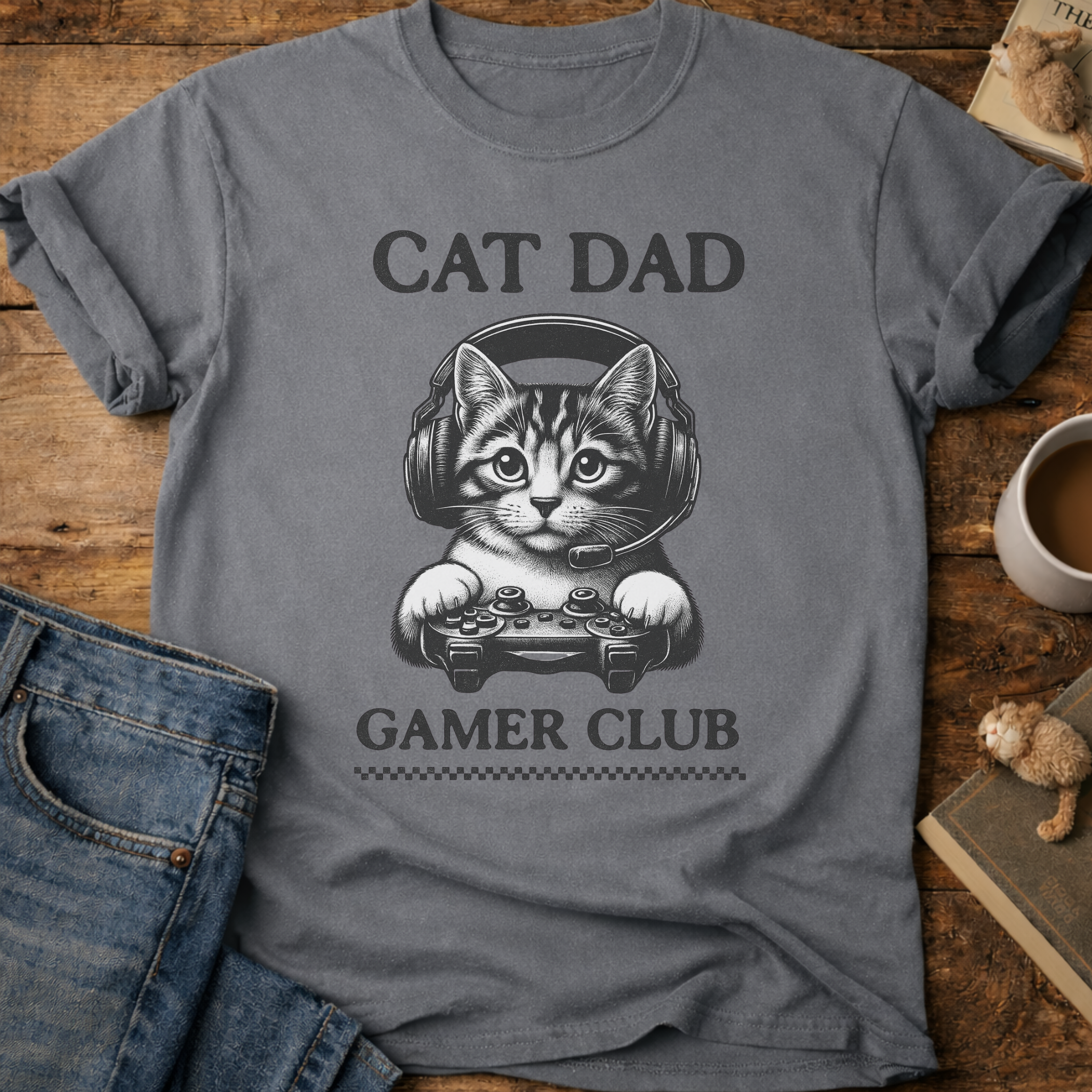 Cat Dad Gamer Club T-Shirt