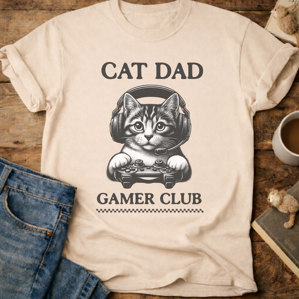 Cat Dad Gamer Club T-Shirt