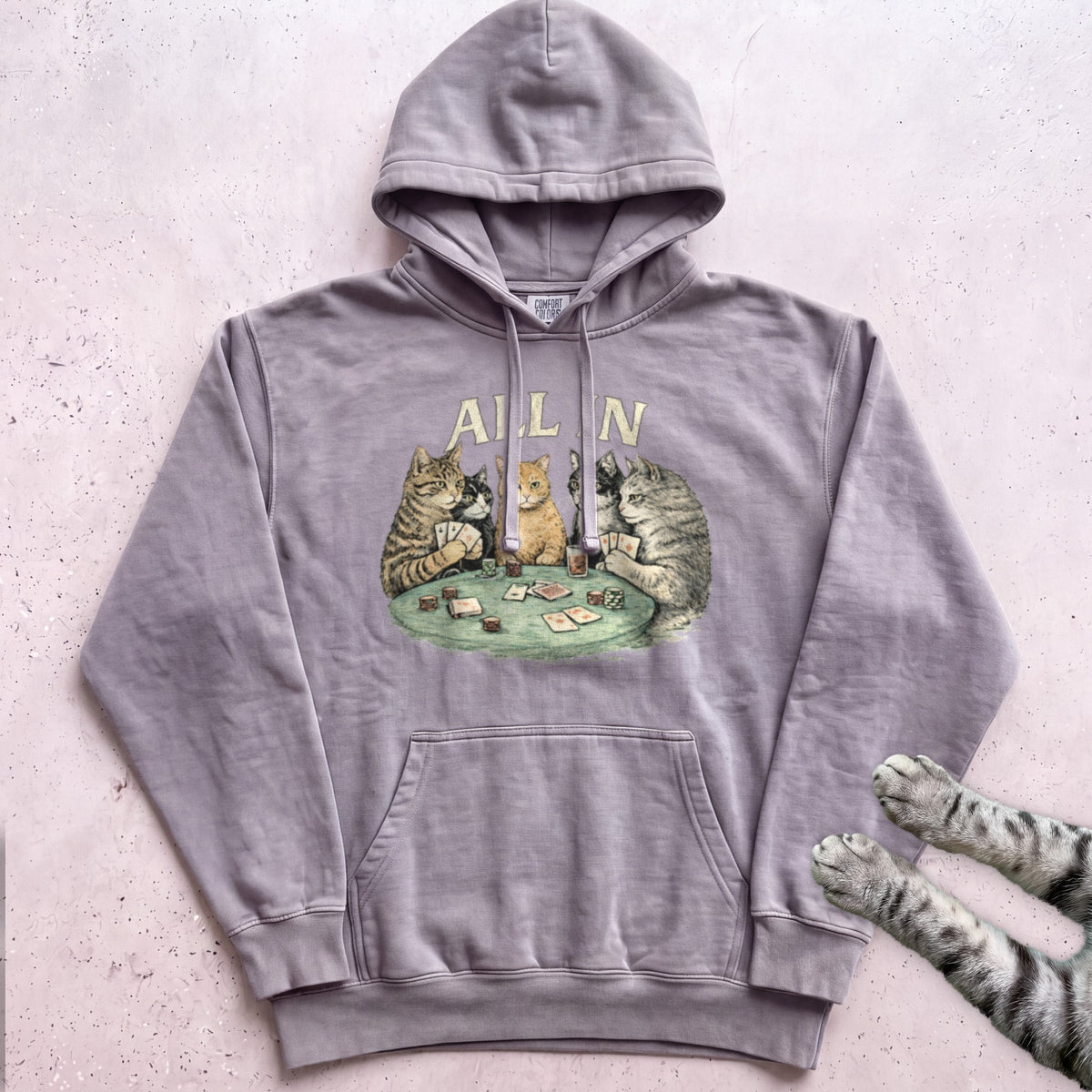 All In Poker Cats Hoodie - Grey
