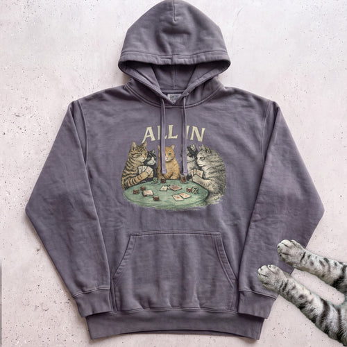 All In Poker Cats Hoodie - Pepper