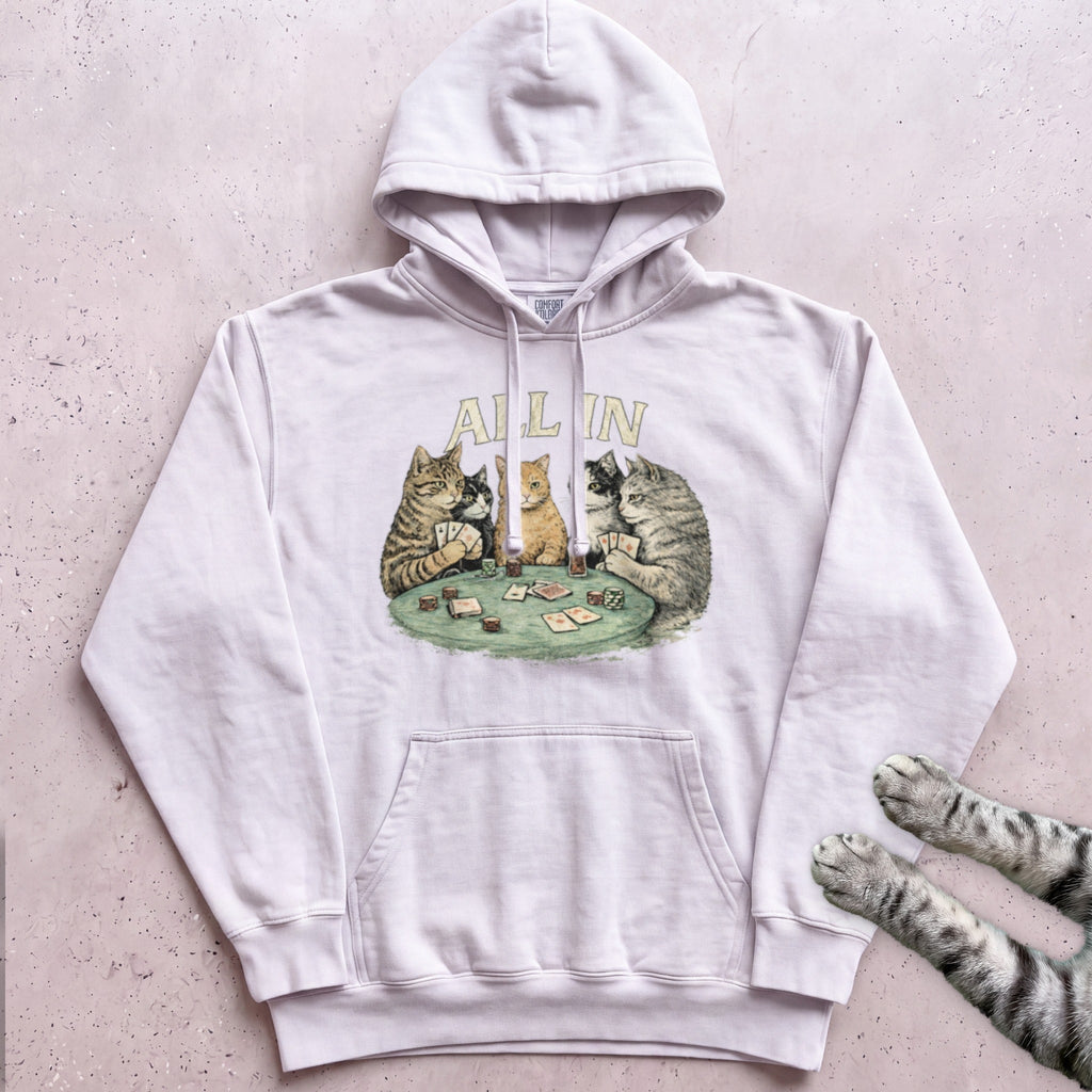All In Poker Cats Hoodie - White