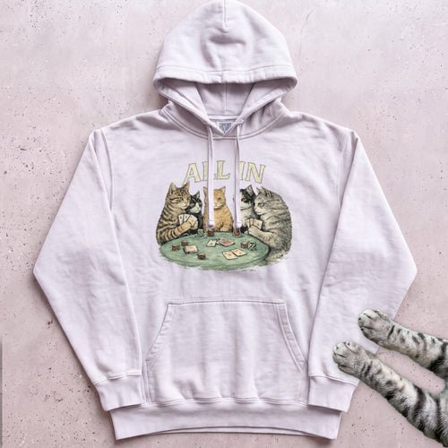 All In Poker Cats Hoodie - White