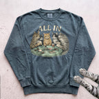 All In Poker Cats Sweatshirt - Blue Spruce
