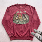 All In Poker Cats Sweatshirt - Crimson