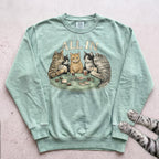 All In Poker Cats Sweatshirt - Light Green