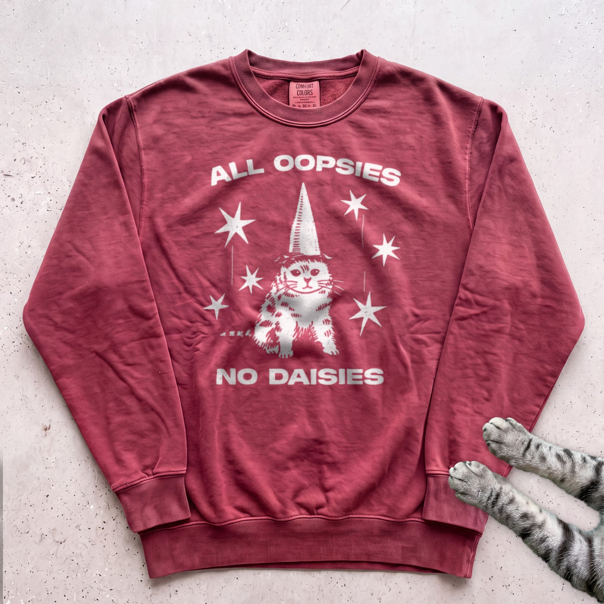 All Oopsies No Daisies Cat Sweatshirt - Crimson