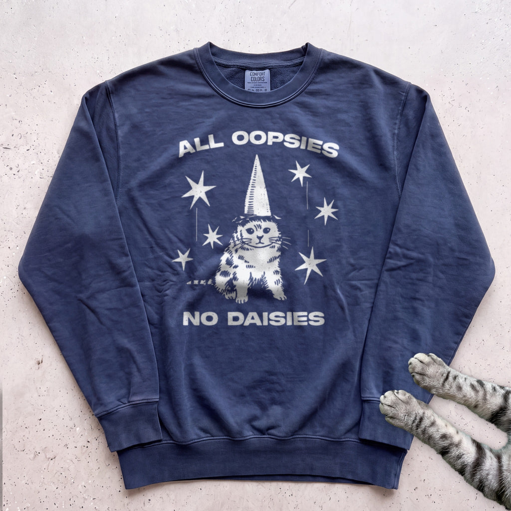 All Oopsies No Daisies Cat Sweatshirt - True Navy
