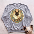 Art Nouveau Cat Portrait Personalized Sweatshirt - Grey