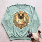 Art Nouveau Cat Portrait Personalized Sweatshirt - Light Green