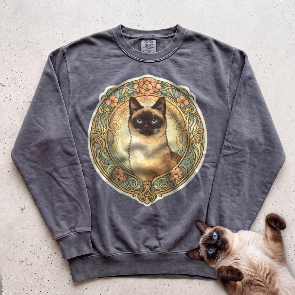 Art Nouveau Cat Portrait Personalized Sweatshirt - Pepper