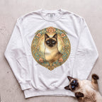 Art Nouveau Cat Portrait Personalized Sweatshirt - White