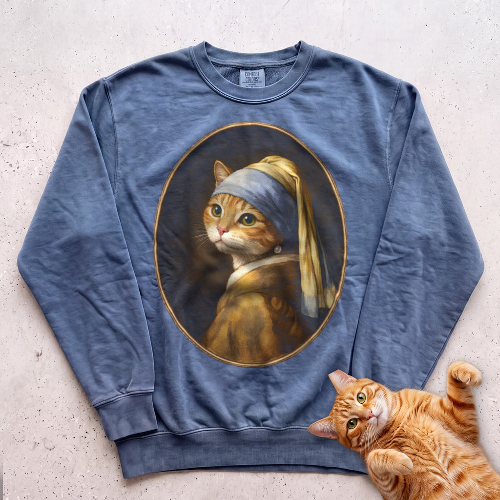 Art Personalized Custom Cat Sweatshirt - Blue Jean
