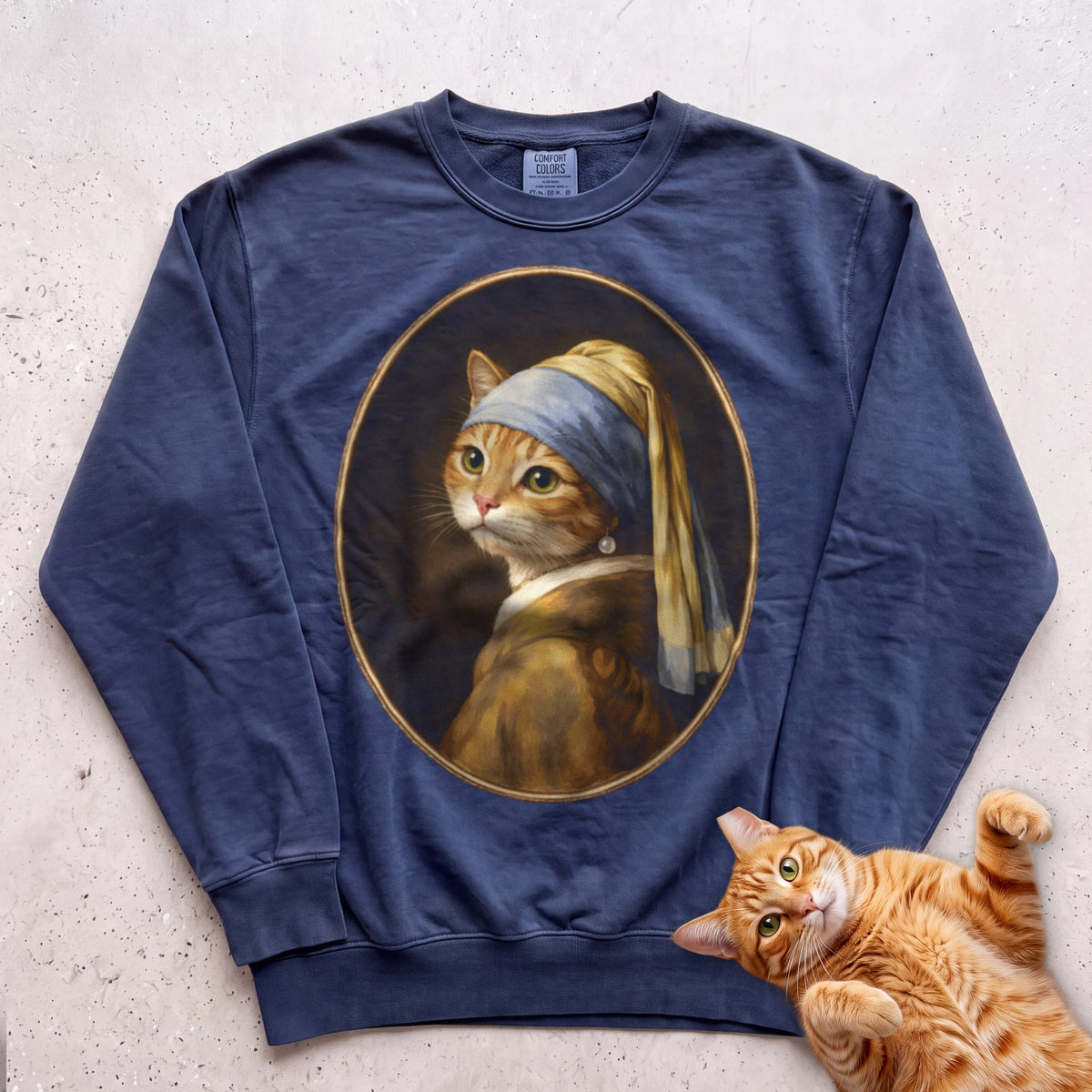 Art Personalized Custom Cat Sweatshirt - True Navy