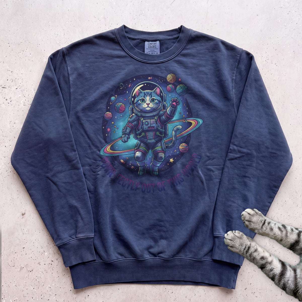 Astronaut Cat Sweatshirt - True Navy