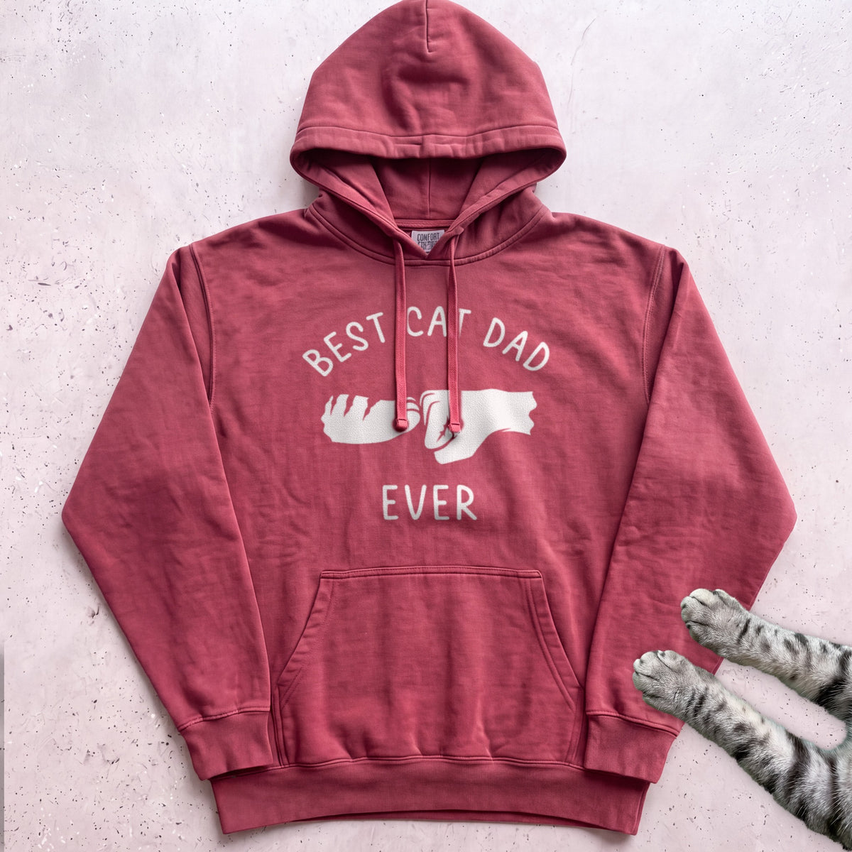 Best Cat Dad Ever Fist Bump Hoodie - Crimson