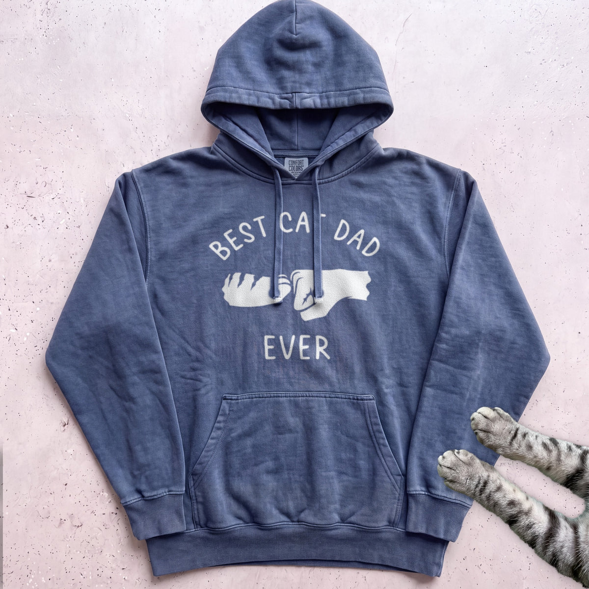 Best Cat Dad Ever Fist Bump Hoodie - Denim