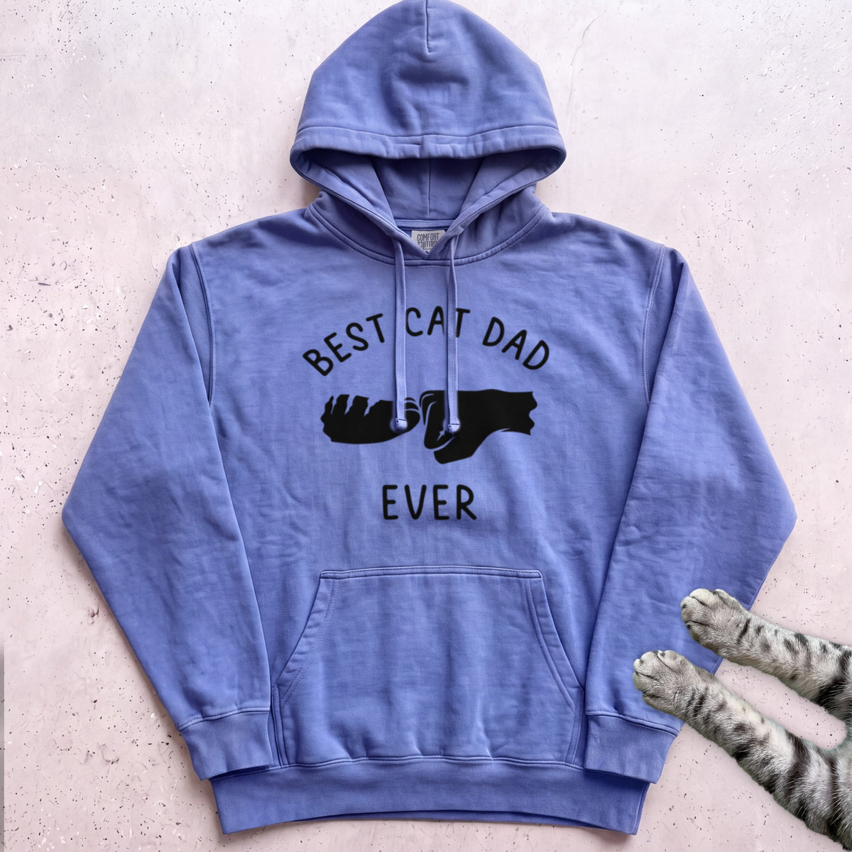Best Cat Dad Ever Fist Bump Hoodie - Flo Blue