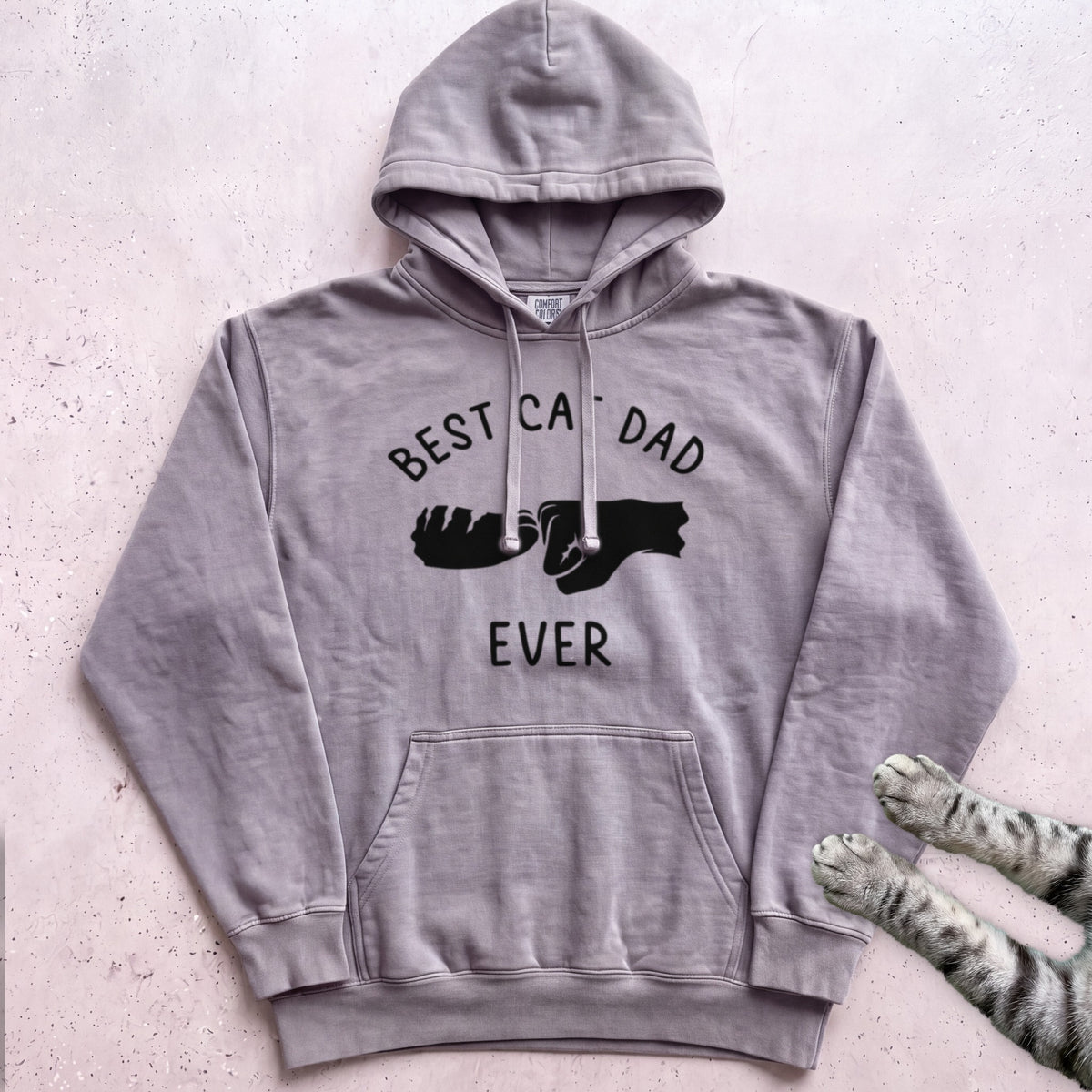 Best Cat Dad Ever Fist Bump Hoodie - Grey