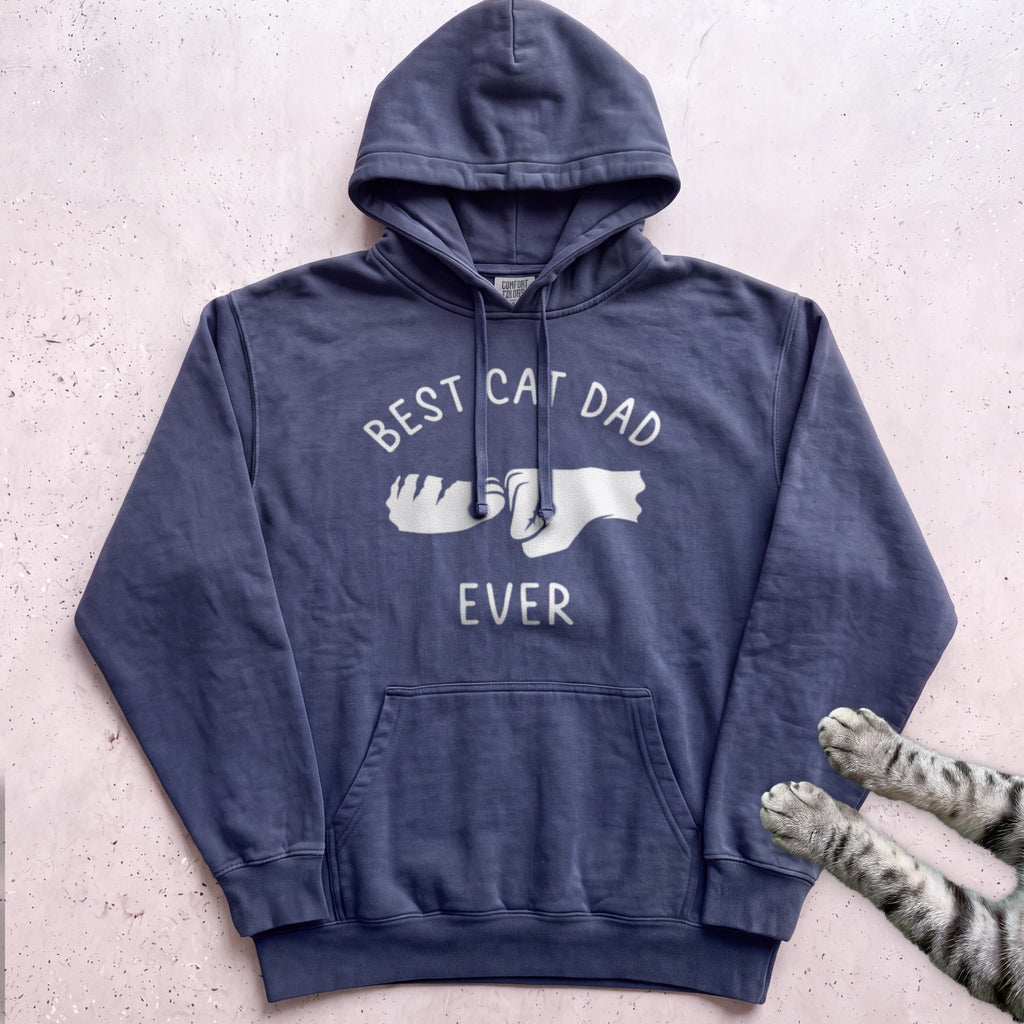 Best Cat Dad Ever Fist Bump Hoodie - True Navy