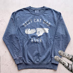 Best Cat Dad Ever Fist Bump Sweatshirt - Blue Jean