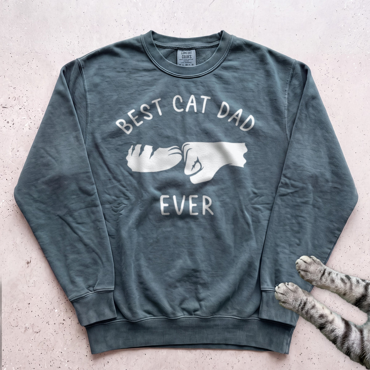 Best Cat Dad Ever Fist Bump Sweatshirt - Blue Spruce