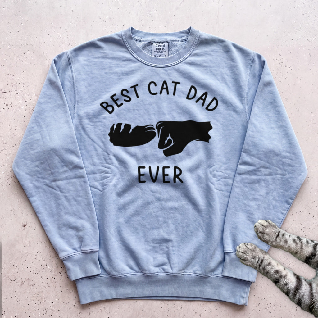 Best Cat Dad Ever Fist Bump Sweatshirt - Chambray