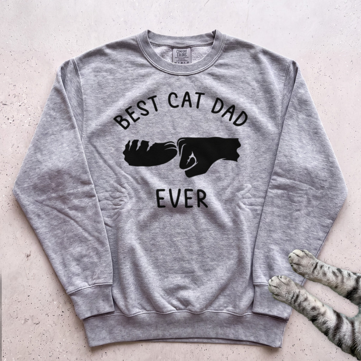 Best Cat Dad Ever Fist Bump Sweatshirt - Grey