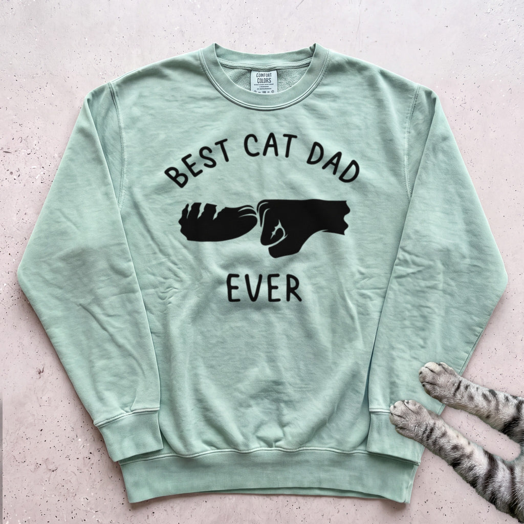 Best Cat Dad Ever Fist Bump Sweatshirt - Light Green