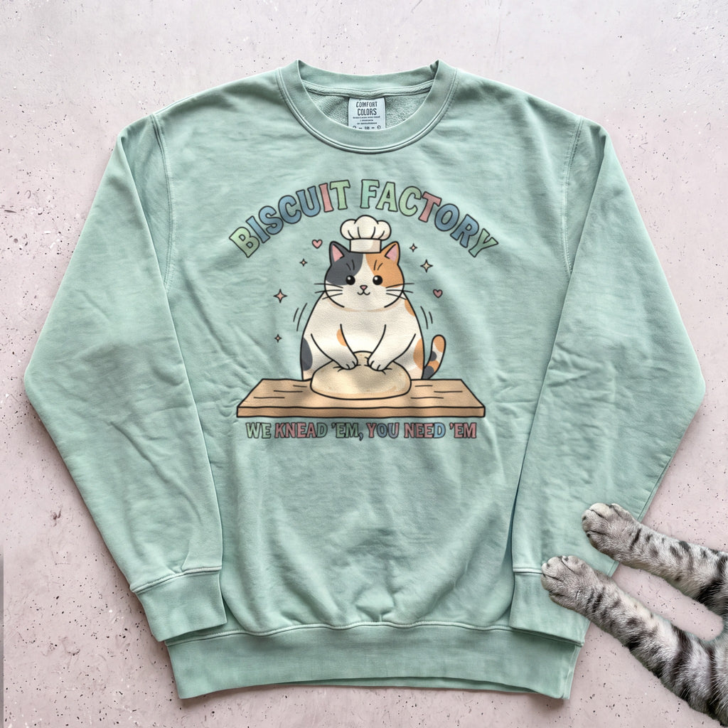 Biscuit Factory Cat Sweatshirt - Light Green