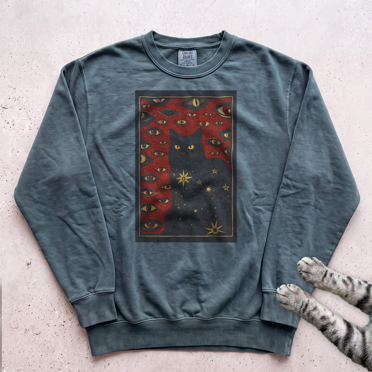 Black Cat Magick Sweatshirt - Blue Spruce