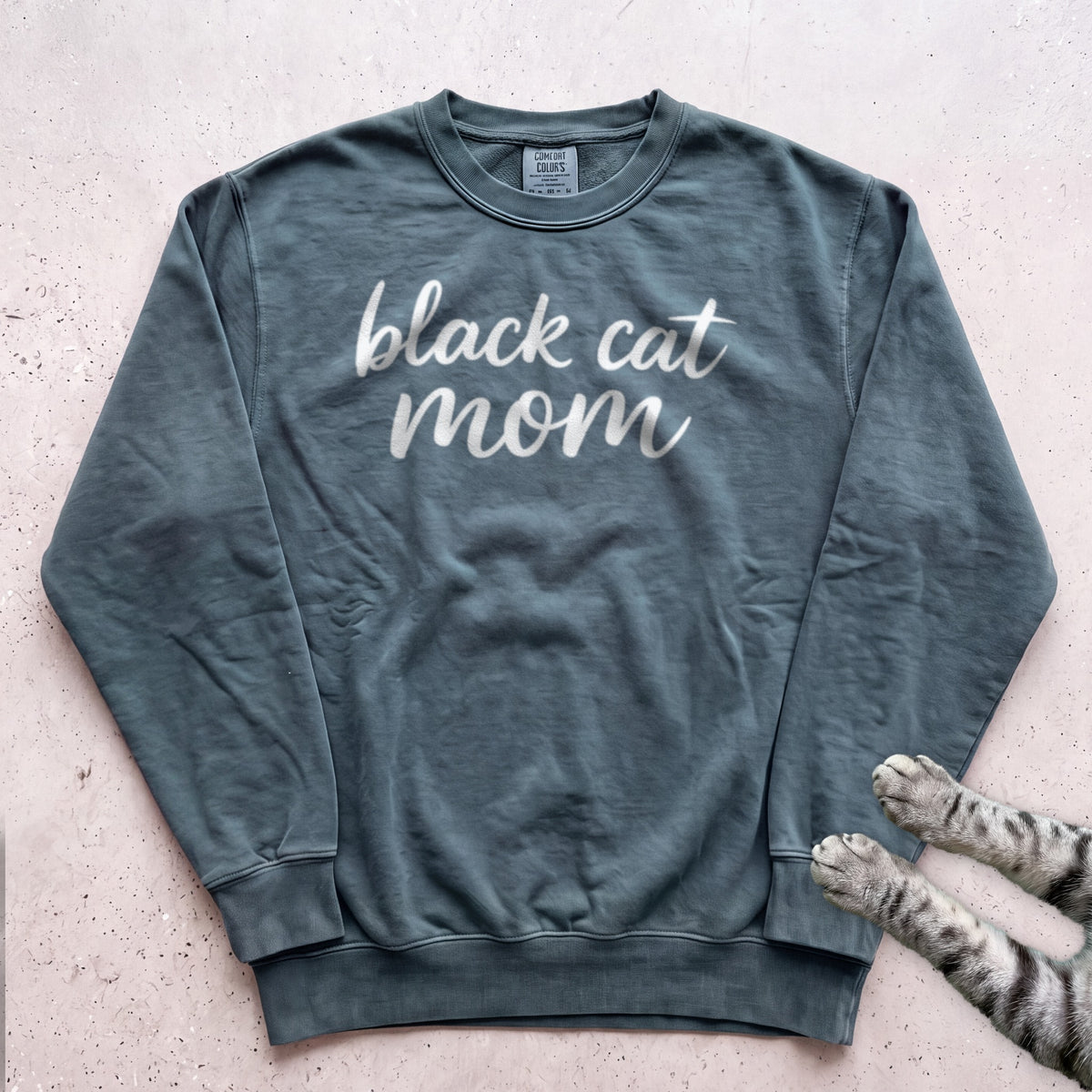 Black Cat Mom Sweatshirt - Blue Spruce