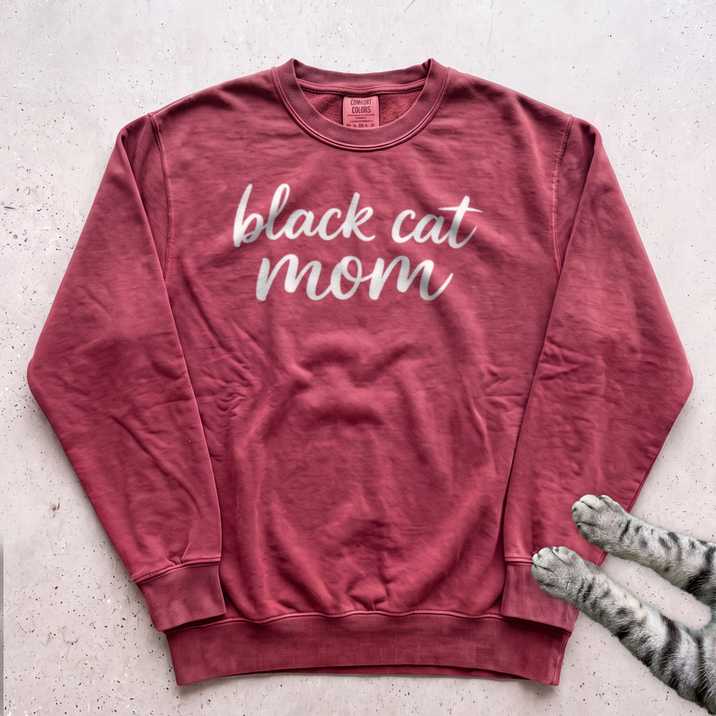 Black Cat Mom Sweatshirt - Crimson