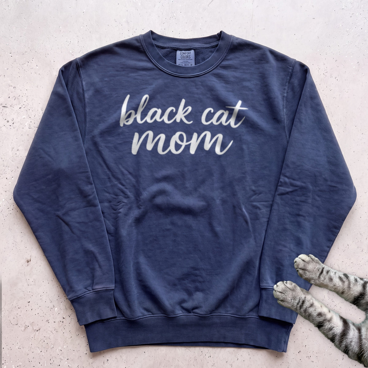 Black Cat Mom Sweatshirt - True Navy