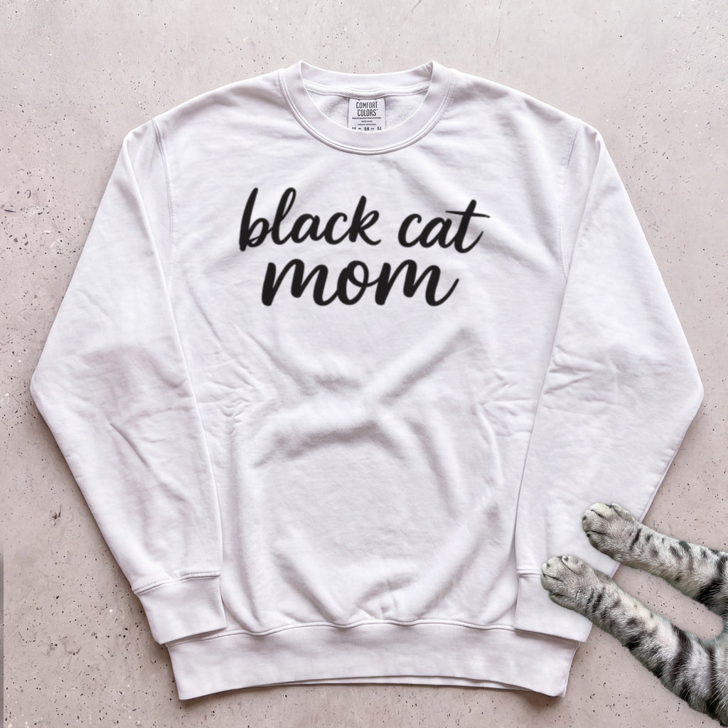 Black Cat Mom Sweatshirt - White
