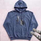 Born to Dilly Dally, Forced to Lock In Cat Hoodie - Denim