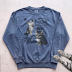 Born to Dilly Dally, Forced to Lock In Cat Sweatshirt - Blue Jean