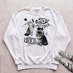 Born to Dilly Dally, Forced to Lock In Cat Sweatshirt - White