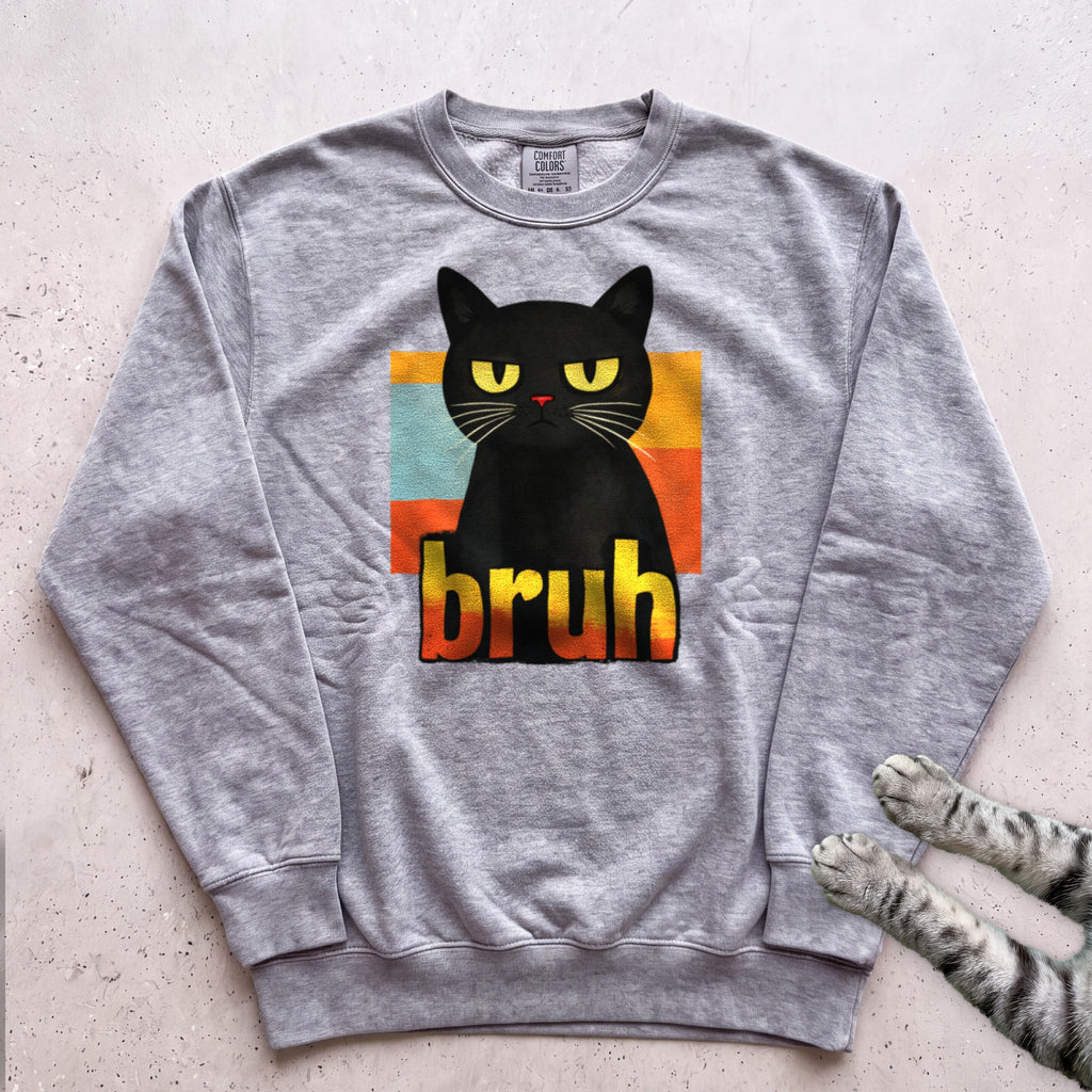 Bruh Cat Sweatshirt - Grey