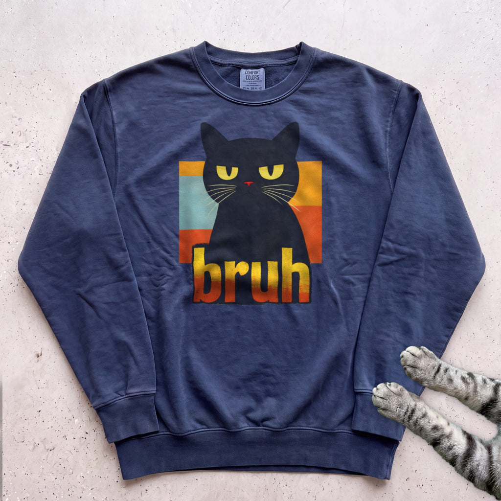 Bruh Cat Sweatshirt - True Navy