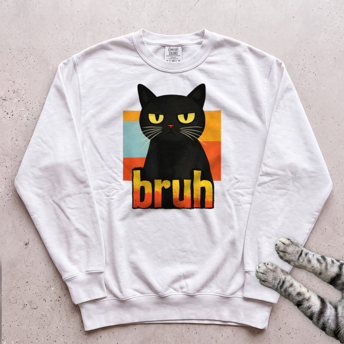 Bruh Cat Sweatshirt - White