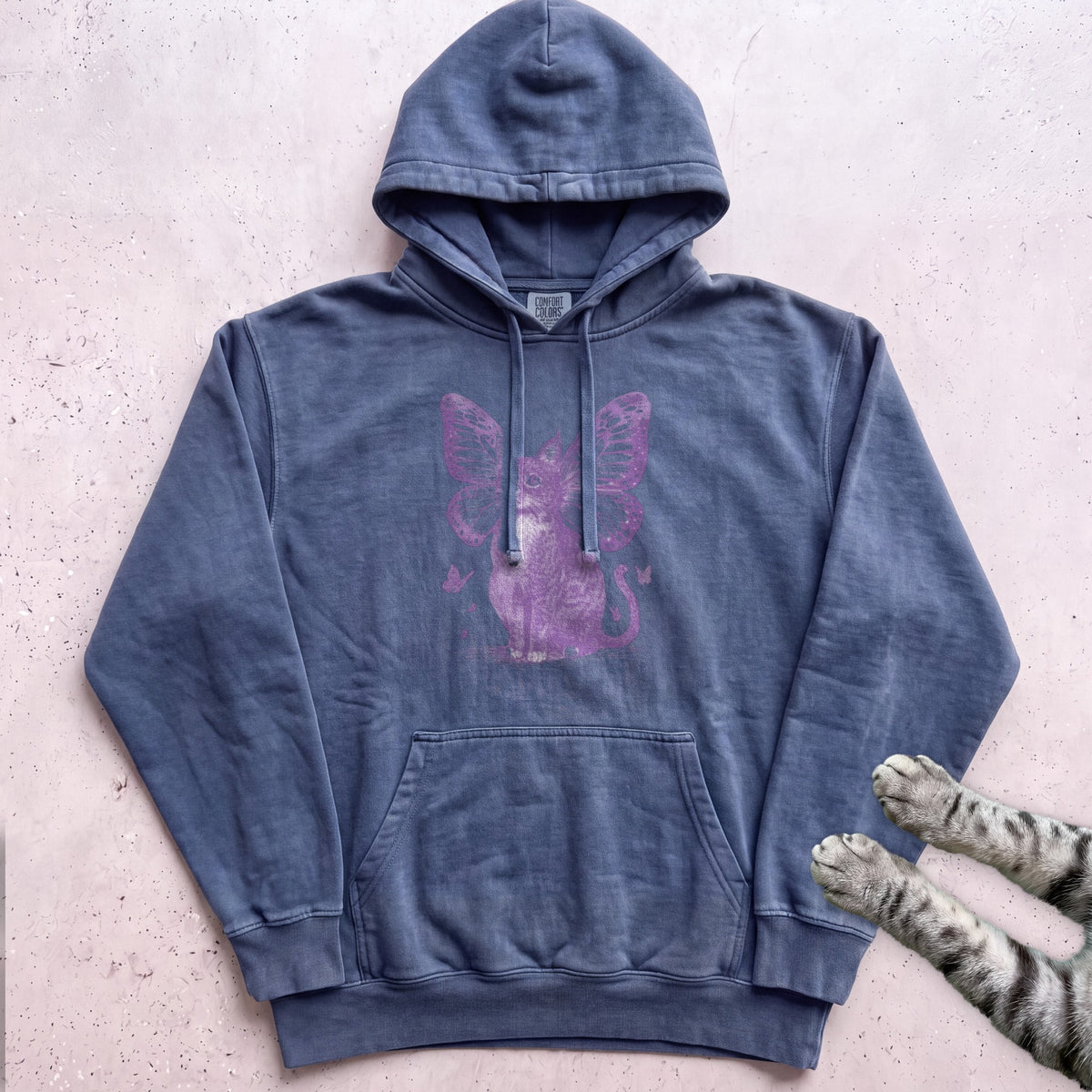 Butterfly Cat Hoodie - Denim