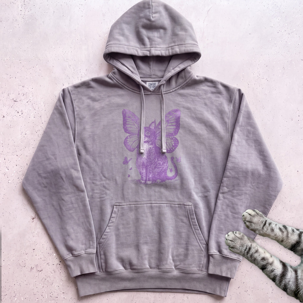 Butterfly Cat Hoodie - Grey