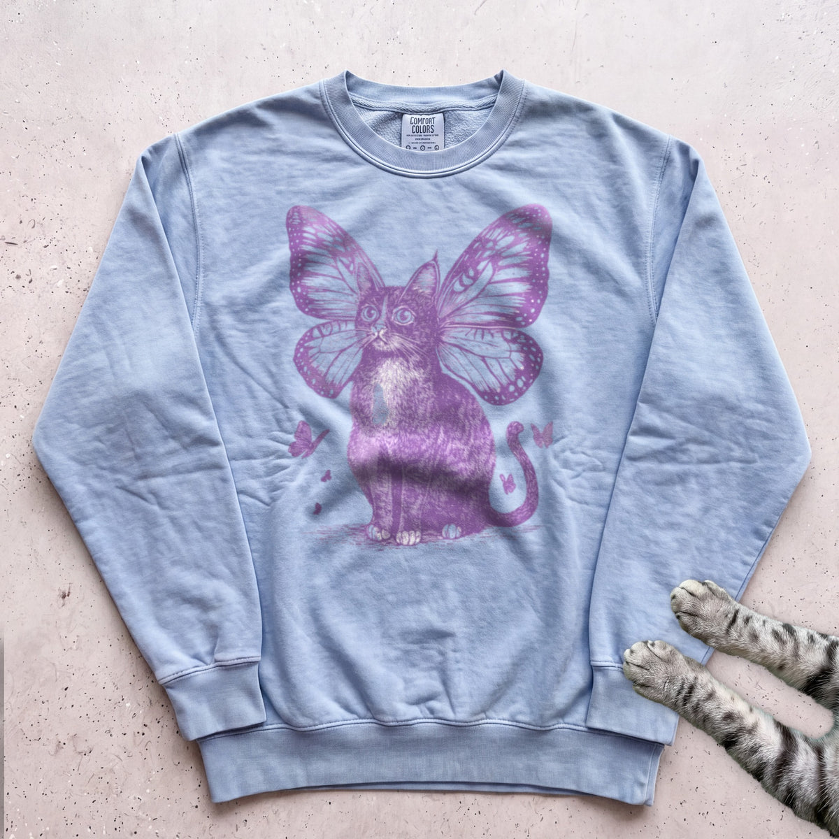 Butterfly Cat Sweatshirt - Chambray