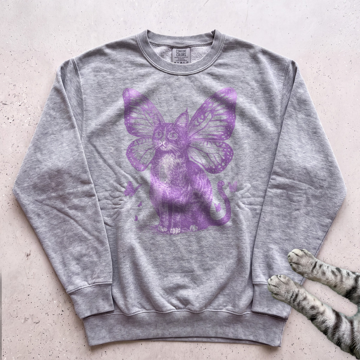 Butterfly Cat Sweatshirt - Grey